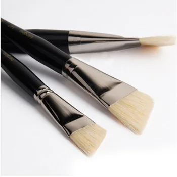 3pcs/set Oil Paint Brushes Bristle Hair Wood Handle for Artist Drawing Art Brush School Stationery Watercolor Gouache Acrylic