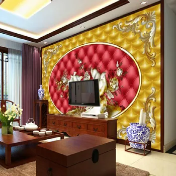 Custom living room backdrop wallpaper bedroom wallpaper Chinese bird flower painting three-dimensional relief murals soft pack