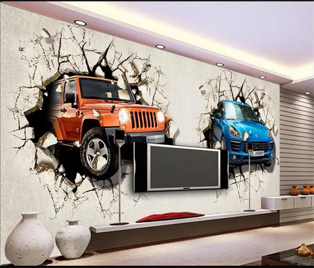 3D wallpaper/custom photo wall paper/Burst through wall luxury car/Bed room/Children room/KTV/Hotel/living room