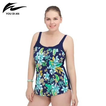 Plus Size Swimsuit Women Sexy Print Floral Swimwear Wide Shoulder Straps Swimming Suit Cover Up Bathing Suit Black