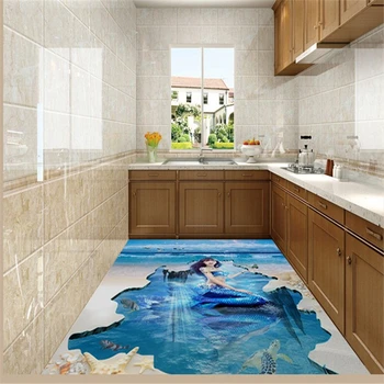 Beibehang 3d wallpaper Custom three-dimensional floor underwater world dream 3D floor tiles papel de parede 3d flooring behang