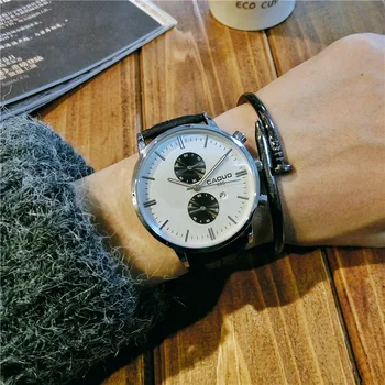 Classic Japanese Movement Genuine Leather Snake Print Quartz Dress Business Men Wrist Watch Clock Wristwatches Black Brown