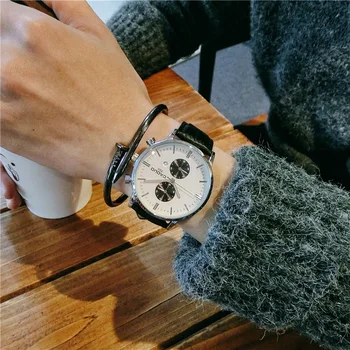 Classic Japanese Movement Genuine Leather Snake Print Quartz Dress Business Men Wrist Watch Clock Wristwatches Black Brown