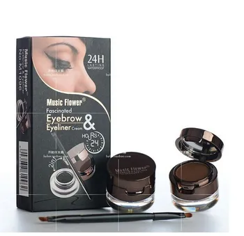 Makeup Kit 2in1 Black Brown Waterproof Eyeliner Gel & Eyebrow Powder with Brush for eyebrows shadow to eyebrow
