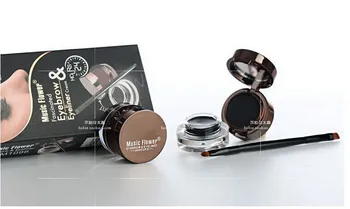 Makeup Kit 2in1 Black Brown Waterproof Eyeliner Gel & Eyebrow Powder with Brush for eyebrows shadow to eyebrow