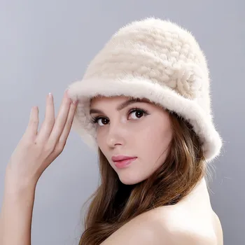 Winter Hats Women 2016 Real Mink Fur Hat Cap Fur Headdress Warm Beanies Fashion Female Cap Hats Headgear