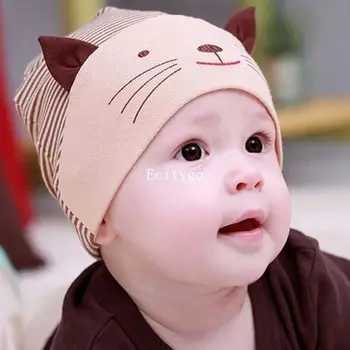 Fashion New Unisex Newborn Toodler Infant Striped Cotton Cap Cat Beanie Hat 5 Color Y1