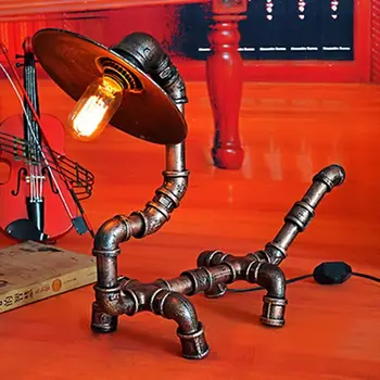 2016 Vintage Edison Lamp LED Bulb Vintage Table Lamps Personalized Water Pipe Table Lights Desk Book Lamp E27