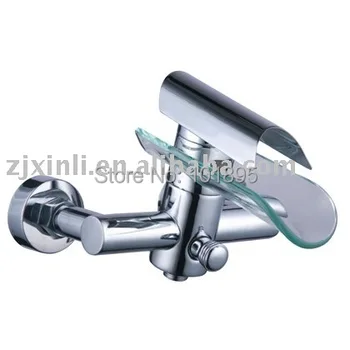 Retail - Luxury Brass Glass Bath Shower Faucet, Wall Mounted Bath Mixer, Chrome Bath Tap, X8308BS