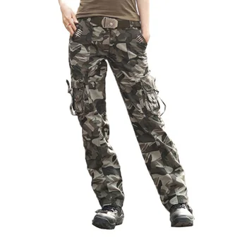 Camo Womens Trekking Leisure Trousers Outdoor Military Army Combat Tactical Multi-pocket Hiking Pants Women Pantalones Mujer