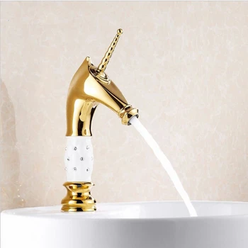 New Fashion Horse head Water Tap Solid Brass with ceramic and Diamond body Bathroom Basin Faucet Single Handle Sink Faucet