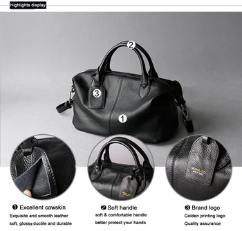Minibird Lady Fashion Genuine Dry-milled Leather Handbags Women Crossbody Bags Cowskin Soft Hobos Toes Brown Black