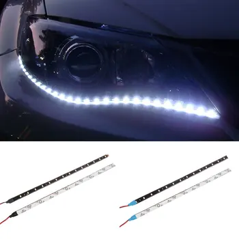 2pcs 30cm LED SMD Light Strips 12V 15SMD 3528 Hard Board Soft Lamp Strip Car Decorative Lights 1210 External Lights