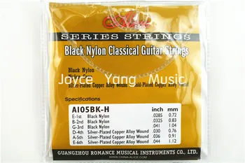 Alice A105BK-H Black Nylon Strings Classical Guitar Strings Silver-Plated Copper Alloy Wound 1st-6th Strings