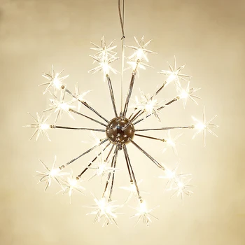 Acrylic snowflake LED Pendant Light creative 32 light chrome color metal body PMMA lampshade Decoration Light suspension lamp