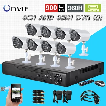 Home Surveillance CCTV 8ch System Full AHD-L 960H NVR DVR System 8pc 900TVL outdoor waterproof camera recording H.264 HDMI 1080P