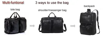 Cowhide Genuine Leather Men's Messenger Bag Large Crossbody Bag Leather Messenger Bag Big Shoulder bag Men tote Handbag Black