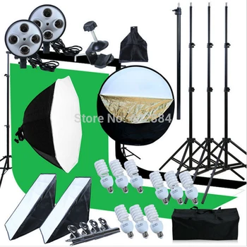 Free Tax To Russia Photographic Equipment Suit With Background Softbox Light Stand Reflector and 45w Bulbs