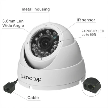 Deecam 4CH Dome 720P IP Camera CCTV Security System Network Security Camera Surveillance Outdoor IP Camera P2P with 1T HDD