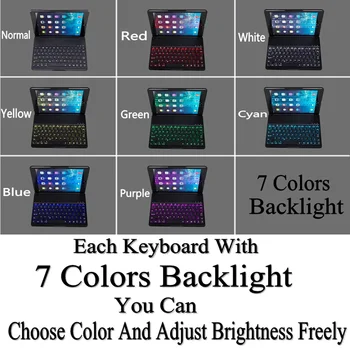 Aluminum Keyboard Cover Case with 7 Colors Backlight Backlit Wireless Bluetooth Keyboard & Power Bank For ipad Mini 4 Mini4+Gift