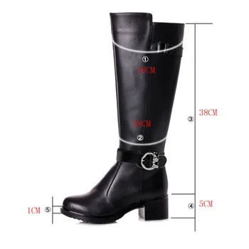 2017 Fashion women boots PU Leather Knee High Boot Women Round Toe Elastic Vintage Thick Heel Thigh High Riding Boots Size 40