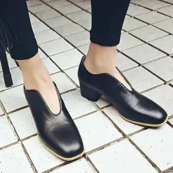New fashion shallow brand shoes high heel genuine leather squre toe women pumps office lady nude shallow mature lazy shoes 89
