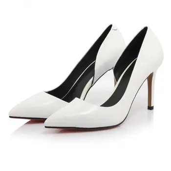 Shoes women thin super high heel white black women pumps solid color pointed toe party nude office lady shoes 76