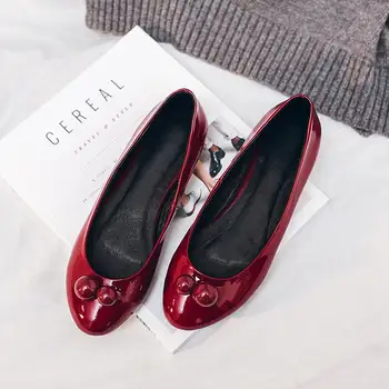 New fashion brand shoes solid colors causal round toe red cherry women princess style low heel pumps sweet shallow lady shoes 16