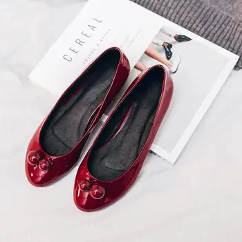 New fashion brand shoes solid colors causal round toe red cherry women princess style low heel pumps sweet shallow lady shoes 16