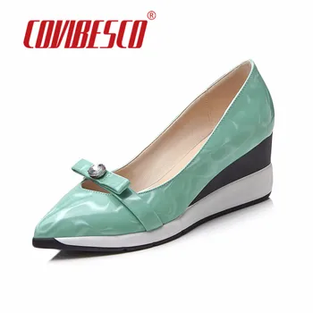 COVIBESCO Sexy Point Toe Wedges High Heels Pumps Shoes Newest Woman's Casual Butterfly Knot Shoes Wedding Shoes Big Size Pumps