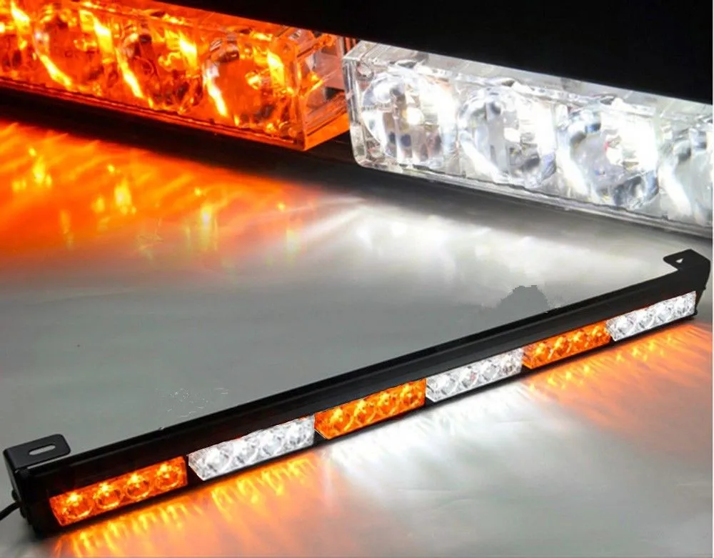 Truck 24 LED Amber White Emergency Traffic Advisor Flash Strobe Light Bar Warning