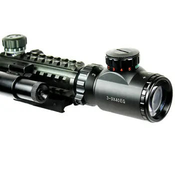 Hunting Red Dot Sight Tactical 3-9X40Dual illuminated Mil Dot Rifle Scope with Green Laser Sight Combo Airsoft Weapon Sight