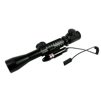 Hunting Red Dot Sight Tactical 3-9X40Dual illuminated Mil Dot Rifle Scope with Green Laser Sight Combo Airsoft Weapon Sight