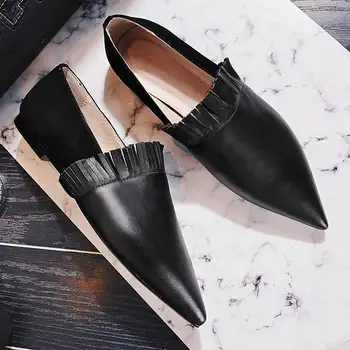 New fashion pointed toe superstar brand casual shoes solid genuine leather flat with slip on woman loafers lady lazy runway shoe