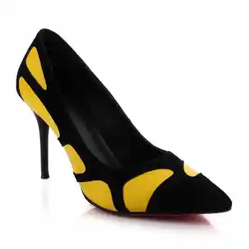 2017 New fashion brand shoes thin super high heel women pumps printing mixed colors pointed toe party office lady shoes l-6