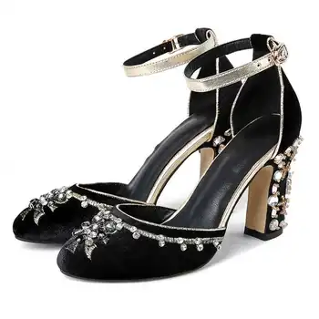 2017 New Fashion Brand Shoes Luxury Flower Pearl High Heels Ankle Strap Women Pumps String Bead Wedding Crystal Causal Shoes 37