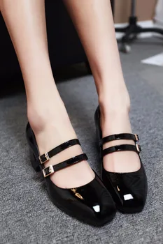 New Spring Fashion Brand Genuine Leather Sweet Classic High Heels Women Pumps Shallow Thick Heel Mary Janes Lady Causal Shoes