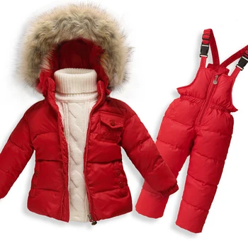 Children Winter Down Jacket Boys Warm Outerwear Coats Girls Clothing Set Kids Ski Suit Jumpsuit for Boys (Down Jacket +Rompers)