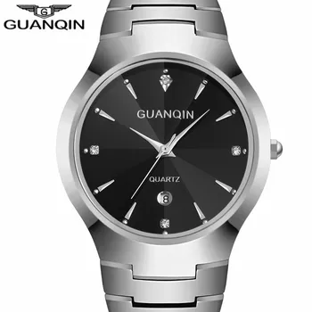 NEW GUANQIN Watches Men Business Luxury Tungsten Steel Quartz Watch Date Analog Display Men's Bracelet Watch relogio masculino