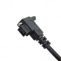 50pcs/lot 2m screw type IEEE 1394 Firewire 800 9pin male to 9pin Left angled 90 degree male Cable for Industrial Camera,By Fedex