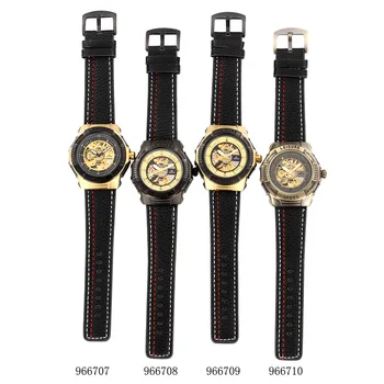Promotion SHENHUA Luxury Men's Watch Leather Band Automatic Self-wind Mechanical Wrist Watches For Men Casual Sports Men Watches