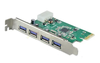 50pcs / lots VIA chip USB 3.0 4 ports PCI-E Express Controller Card 5Gbps with bracket , By DHL