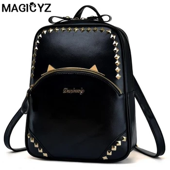 Famous brand women backpack lovely Cat ear Design leather backpacks for women travel bags backpacks for teenage girls school bag