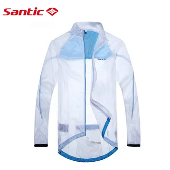 Santic White Cycling Raincoat WindProof Jacket UPF30+ light Men Outdoor Professional Bike Cycling Sports Jacket MC07010W