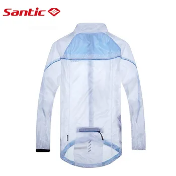 Santic White Cycling Raincoat WindProof Jacket UPF30+ light Men Outdoor Professional Bike Cycling Sports Jacket MC07010W
