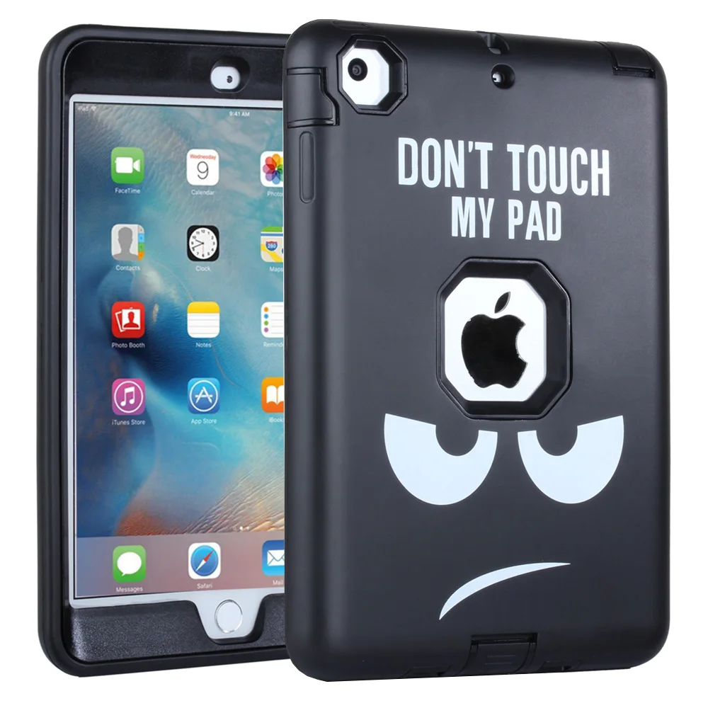For iPad Mini 1/2/3 Case,Anti-slip Shock-Absorption Silicone High Impact Resistant Hybrid Three Layer Armor [Don't Touch My Pad]