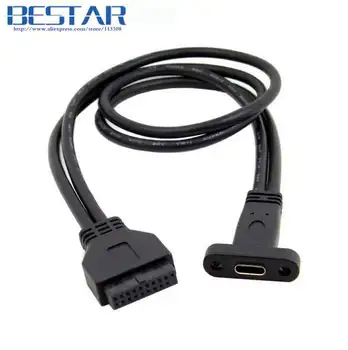 Single Port Type-C USB 3.1 Type C USB-C Female to USB 3.0 Motherboard 19pin 20Pin front panel Mount Cable 40cm With Screw hole