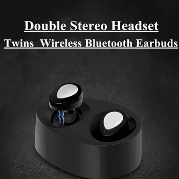Smarcent TWS Bluetooth Headset Invisible Double Earpiece Wireless Headphones Stereo Twins Earbuds w/ Charing Box For Smartphone