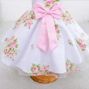 Wedding Flower Girl Dress Children Clothing Spring Summer Printing Sleeveless Princess Dress Cute Bow Lace Girls Wedding Dress