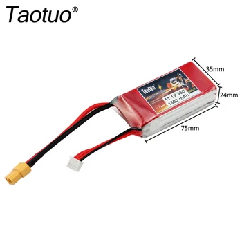 Taotuo Power Lipo Battery 11.1v 1500mah 3S 35C XT60 Plug For RC Airplane Helicopter Car Truck Boat Dron Bateria